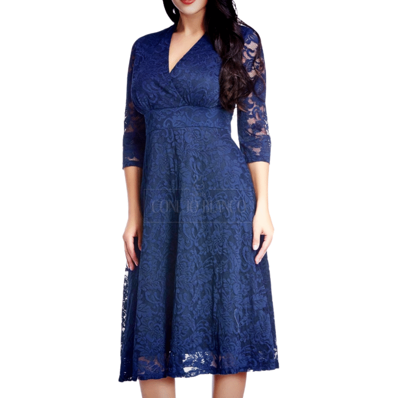 Vestido Azul Encaje M