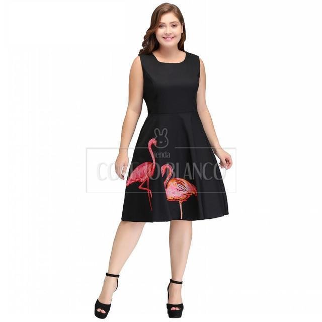 Vestido de Flamingos Bordados 4XL
