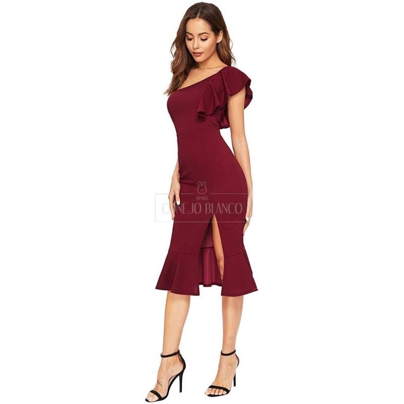 Vestido de Cóctel Vino - M - Imagen 3