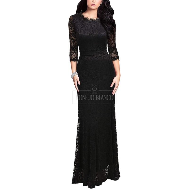 Vestido Negro de Encaje - M